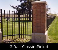 3 Rail Classic Picket Ornamental Fence