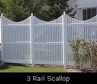 3 Rail Scallop PVC Fence